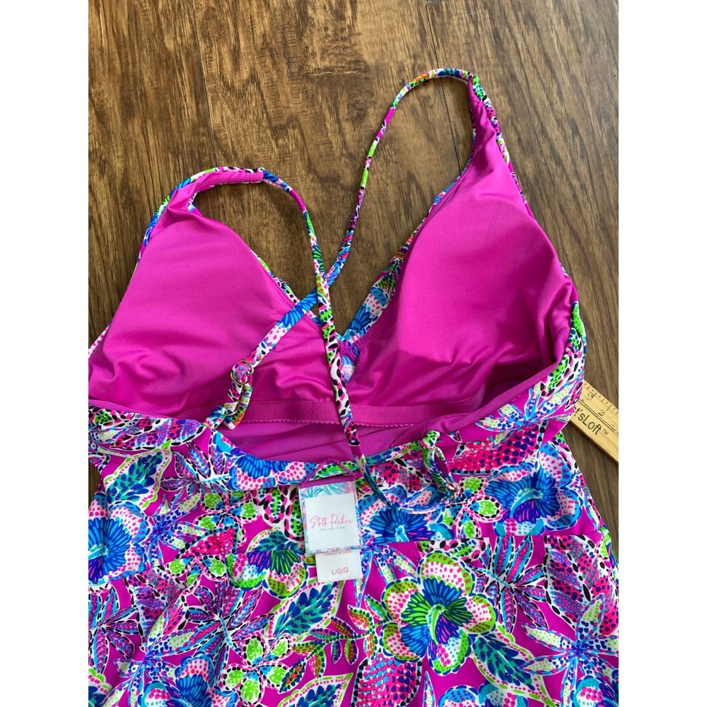 Stella‎ Parker Swimdress Womens Large Pink Floral Tropical Crossback One Piece - Picture 8 of 10
